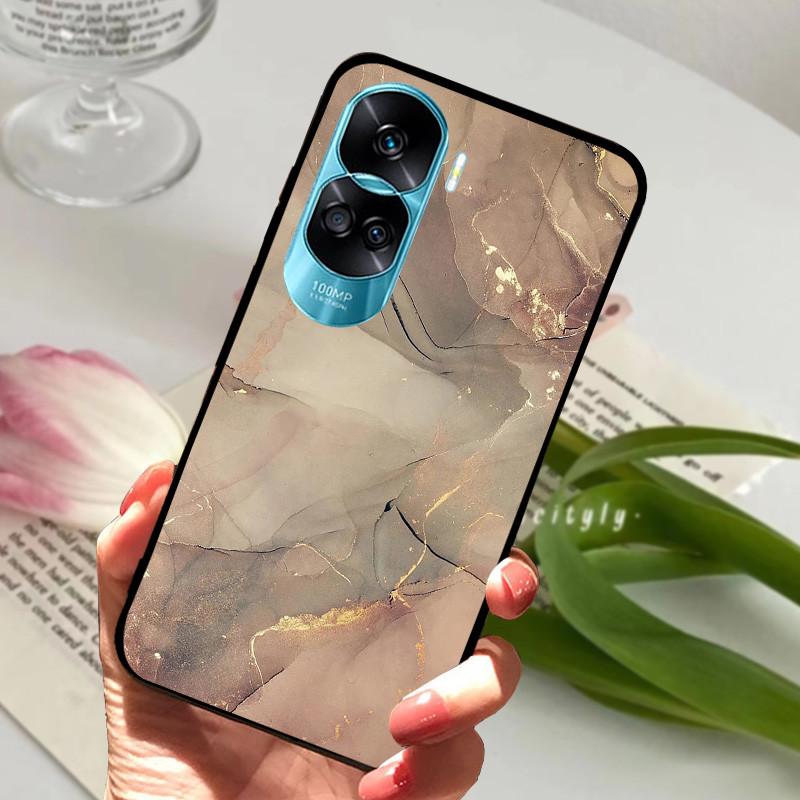 Voor Honor 90 Lite Honor90 Pro 5G Hoesje Siliconen Zacht Geschilderd Zwart Bumper Funda Coque voor HONOR 90 Pro 90Lite Beschermtas