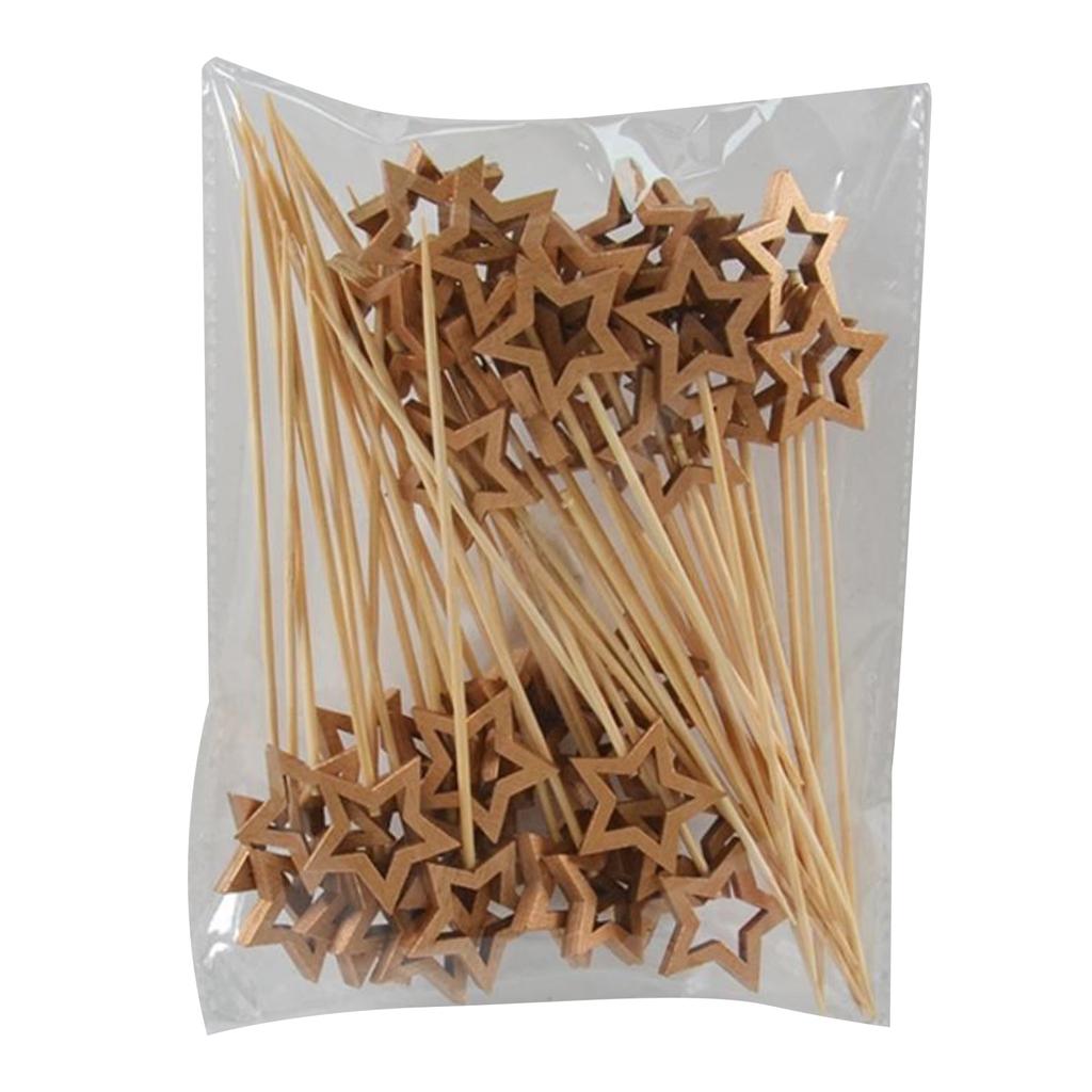 100pcs Gold Star Cocktail Picks 12cm Long Fancy Skewers Toothpicks Decorative Toothpicks Skewers for Appetizer Holiday Supplies