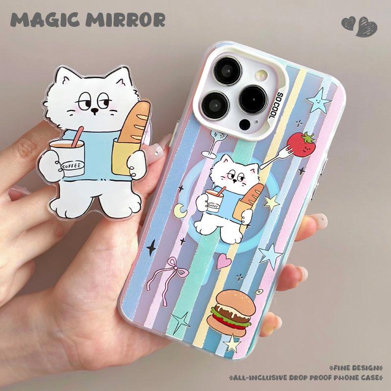 Magnetyczne etui Zhitai na iPhone'a od 12 do 16 Pro/Pro Max z matowym laserowym wykończeniem i podstawką