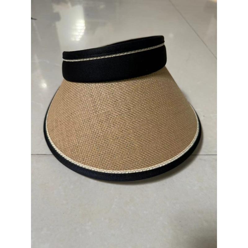 Straw Hat Women's Summer Beach Hat Sun Protection UV Protection Sun Hat Large Brim Straw Visor
