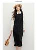Hongxiu 2025 Glossy Lapel Drape Acetate Top - Spring/Autumn Women's Fashion Shirt