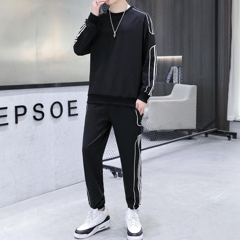 Plus Size Men's Spring/Fall Casual Sports Set: Hoodie & Long Pants for Outdoor Wear