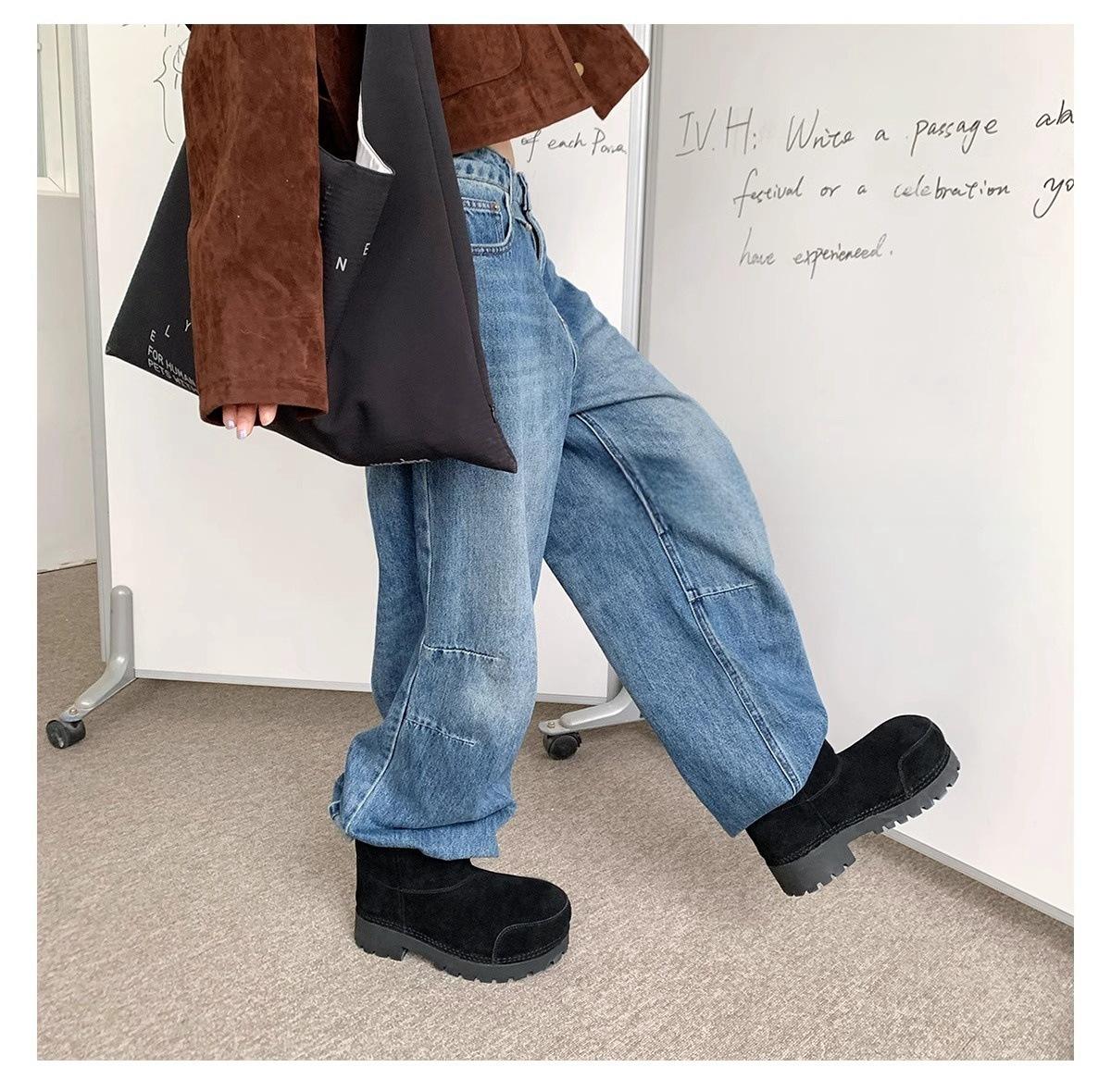 

Fashion Women s Platform Snow Boots 2025 Winter New Outdoor Plush Thicken Cotton Shoes Non Slip Comfortable Height Increase Warm Shoes 40 чёрный