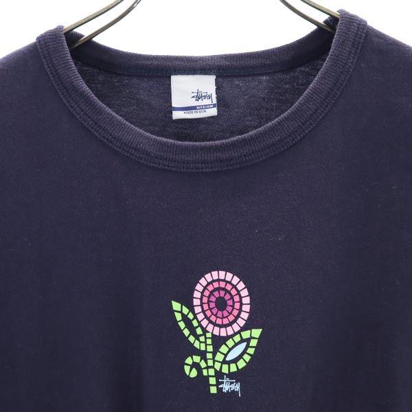 Stussy 90s Made In USA Old Short Sleeve T-shirt M Navy Women Used
