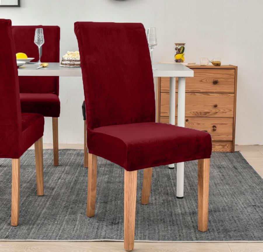 Cover Chair Velvet Dark Red Thick