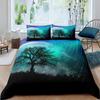 Starry Sky Aurora Duvet Cover Set Moon Tree Birds Natural Scenery Bedding Sets Northern Lights Comforter Cover Queen Size 2/3pcs