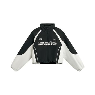 Li Ning Sports Lifestyle Series Windproof Water-Repellent Loose Stand-Collar Color-Block Cotton Jacket Women Jackets AJMV170-2
