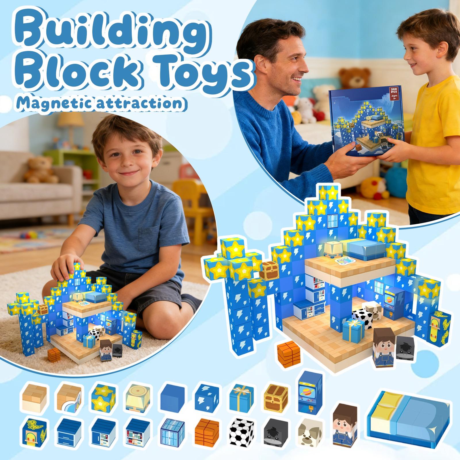 Magnetic Building Block Set, Magnetic  , Magnetic Sheets, Children S Diy Toys One Size синий