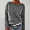 Womens Solid Color Knit Sweater Slim Fit Round Neck Long Sleeve Casual Office Wear 2025