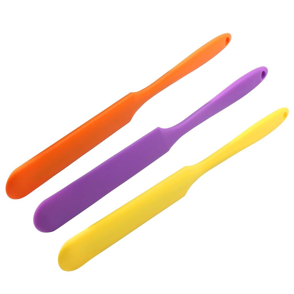 3 Pieces Silicone Waxing Spatula Non Stick Wax Spatulas Resin Popsicle Sticks Hair Removal Waxing Applicator Non-Stick Kitchen Scraper (Orange,