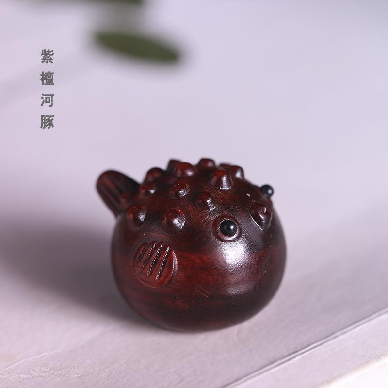 Wooden Painted Lively Little Pufferfish Ornaments Desktop Miniature Items DIY Pendant Accessories Birthday Gift