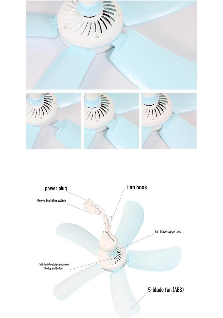 Compact Silent Ceiling Fan for Dorms and Bedrooms