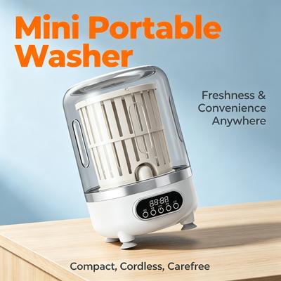 Mini Portable Washing Machine for Underwear and Socks, Rechargeable Wireless Washer No Installation Required