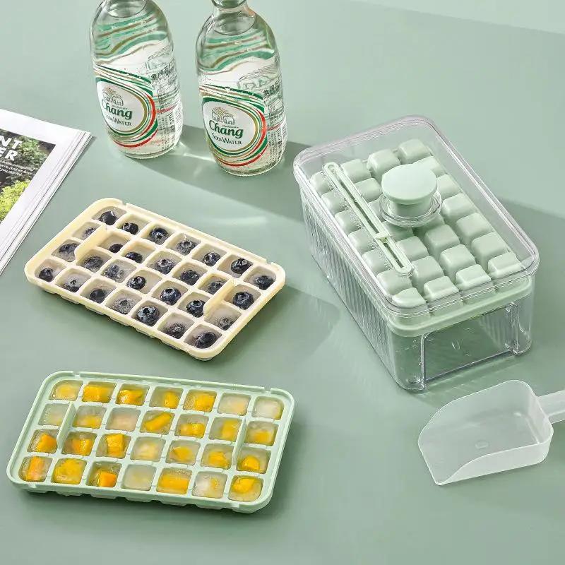28/56 Fack Enknappsformning Isbitsformare Låda Enkel Frigöring Press-typ Islåda Hushåll Livsmedelsgodkänd Isform Köksredskap