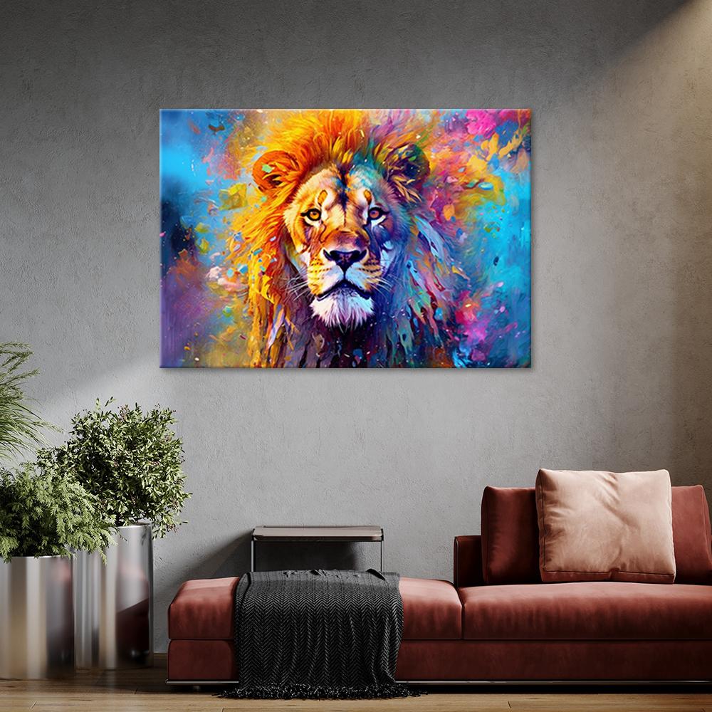 Canvas Print, Colourful Abstraction Lion