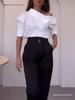 European & American Style Off-the-Shoulder High-Collar Metal Buckle Women's Top