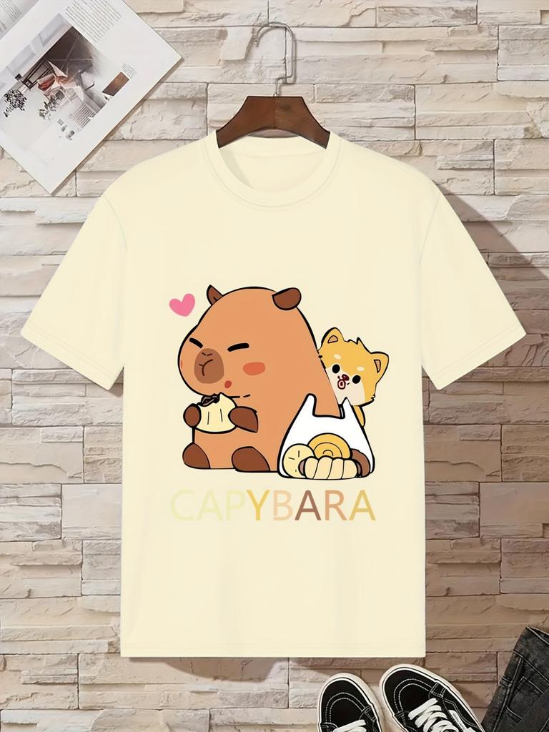 Children's Clothing Capybara Graphic T Shirts Short Sleeve Tops Tee Summer Kids Clothes Crew Neck T-Shirts Fashion Child T-Shirt