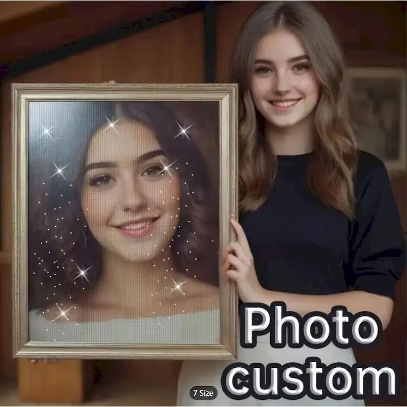 Diy Diamond Painting Photo Custom Full Round Drill Diamond Embroidery Cross Stitch Rhinestone Of Picture Unique Gifts