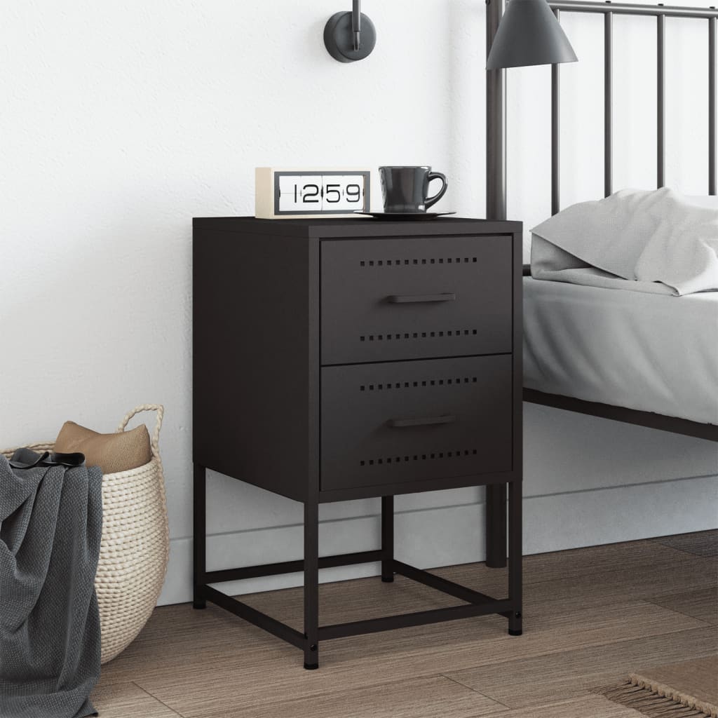 Nightstand Black 36 X 39 X 60.5 Cm Steel
