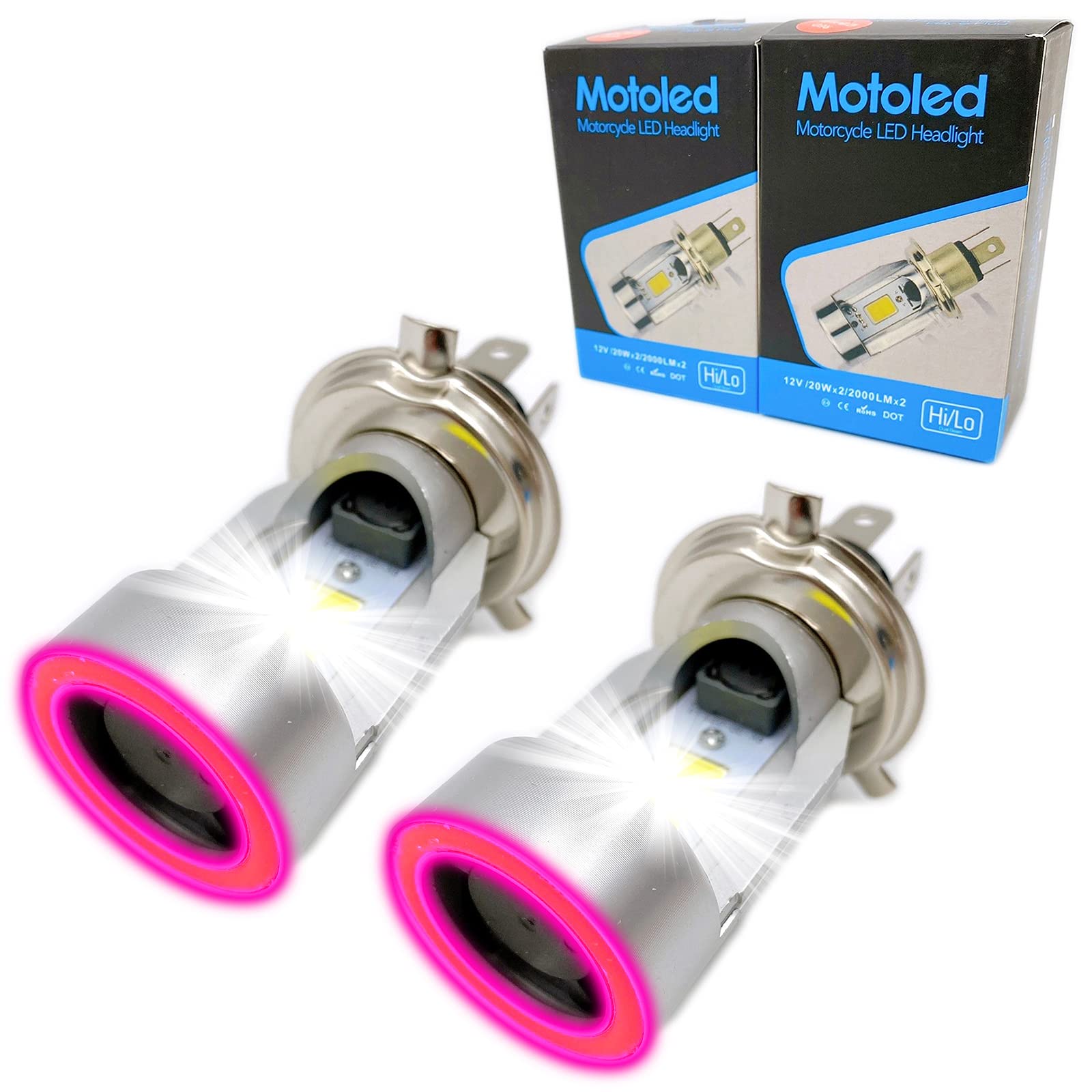 

Meliore Светодиодная фара для мотоцикла Кольцо кальмара Ангельский глаз H4 Высокая яркость COB чип лампа Inside красный