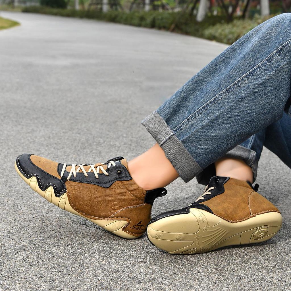 New Men's Mid-Top Octopus Martin Boots - Spring/Autumn Handmade Casual Outdoor Shoes