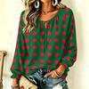 Women's Vintage Polka Dot Long Sleeve Pullover Top with Ruffle Trim and Tie Neck