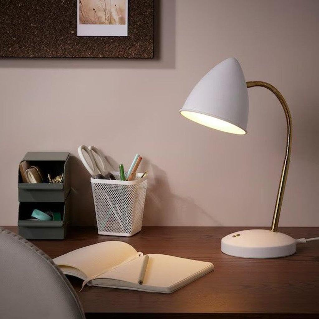 IKEA ISNALEN LED Work Lamp, 37 cm, White/Brass (605.143.70)