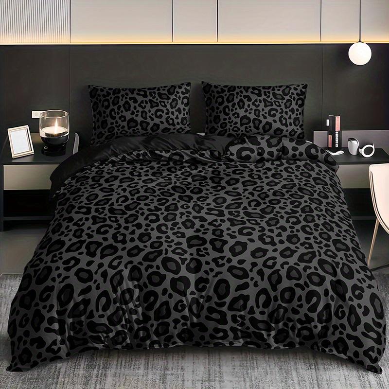 

Dark Leopard Print Fashion Duvet Cover Set 1 Duvet Cover+2 Pillowcases Home Dormitory Hd Print Trendy Luxury High-End Bedding 90X200cm