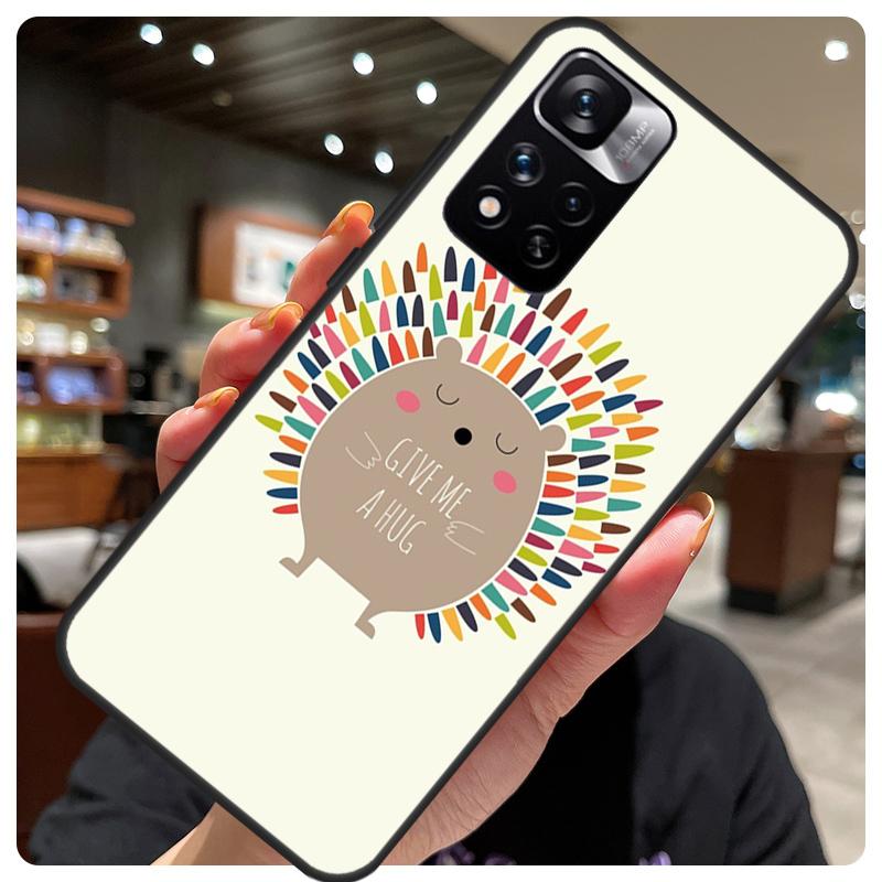 Kawaii Hedgehog Heart Cute Case For Xiaomi Redmi Note 12 11 10 8 9 Pro Note 12S 9S 10S 11S Cover For Redmi 10C 12C 9C