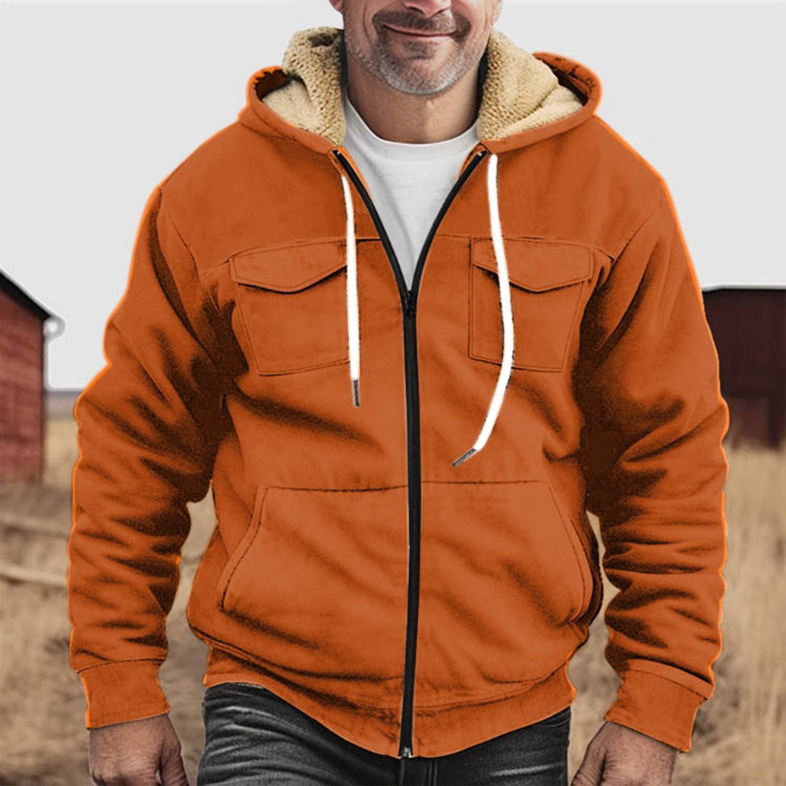 Мужская утолщенная куртка на пуговицах с двойным карманом и карманной вставкой — фото 16