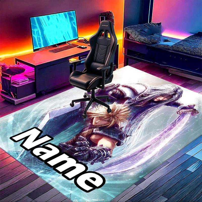 Benutzerdefinierter Name Personalisierter Final Fantasy Druck Teppich, Vielseitiger Heimdekor Teppich, für Spielzimmer, Wohnung, Balkon, Eingangsbereich, Flur Geschenk