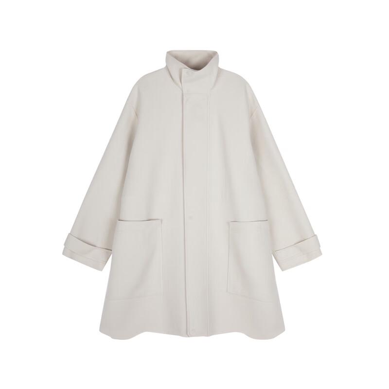 JNBY Rough Tweed Stand Collar Mid-length Wool Coat