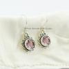 Handmade Sterling Silver Pink Quartz Earrings, Round Gemstone