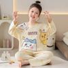 100% Cotton Girls Long Sleeve Pajamas Set Cartoon Print Round Neck Sleepwear Kids 8 Years