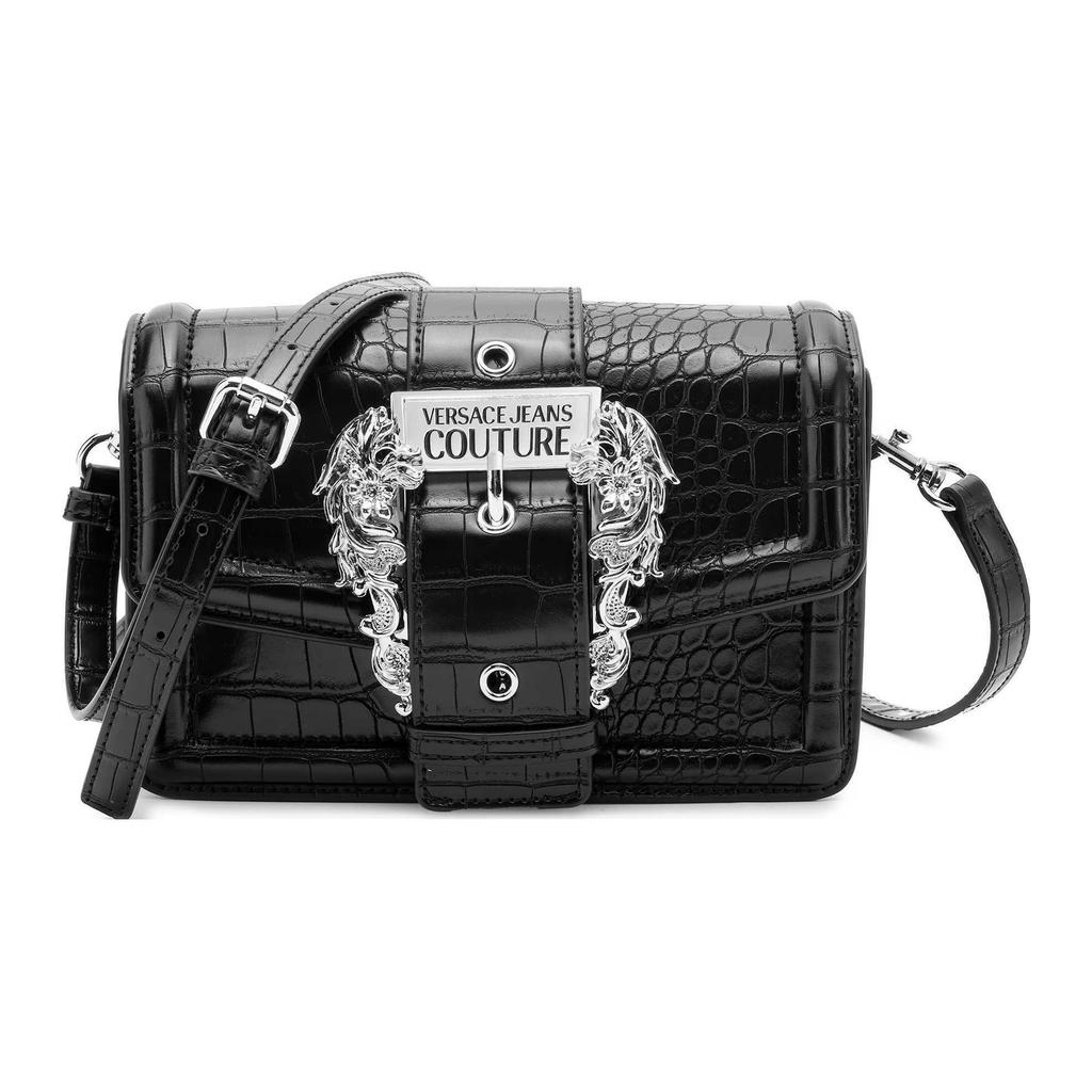 Versace Jeans Couture Silberne Beschläge Barock Ringverschluss Krokodilmuster Polyurethan Handtasche Umhängetasche 75VA4BFCZS578899