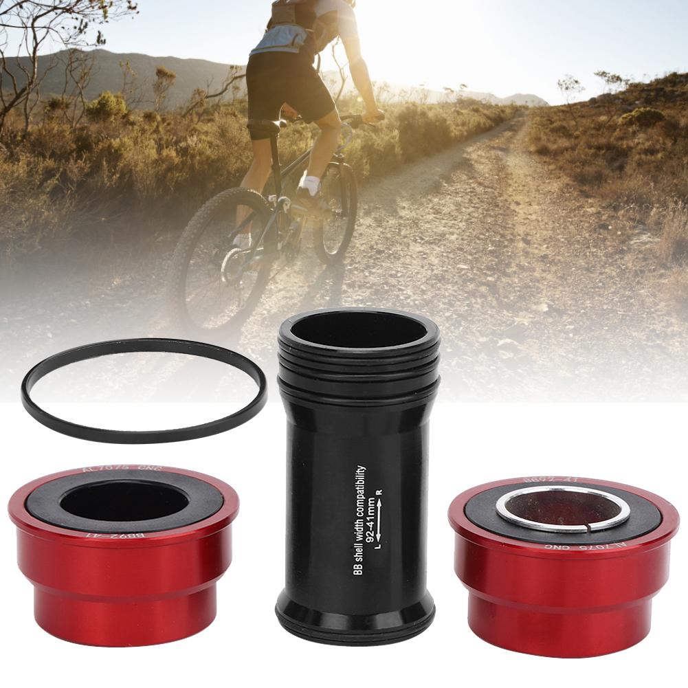 BB91/BB92 Bike Ceramics Bearing Integrated Hollow Chain Wheel Bottom Bracket Bicycle Accessory(press In type red )