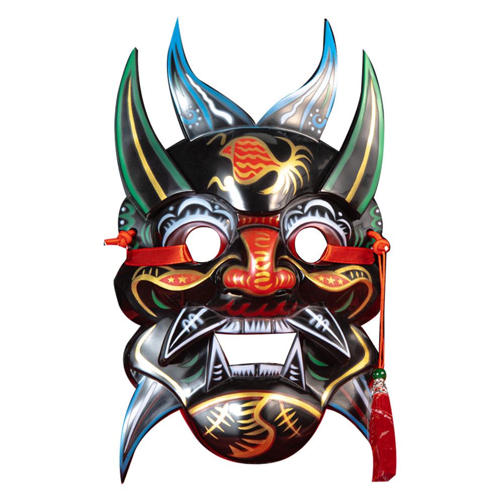 Nuo Opera Full Face Mask – Carved ABS Hand-Painted Temple Fair Costume Prop, Chinese National Style COS Party Performance Mask