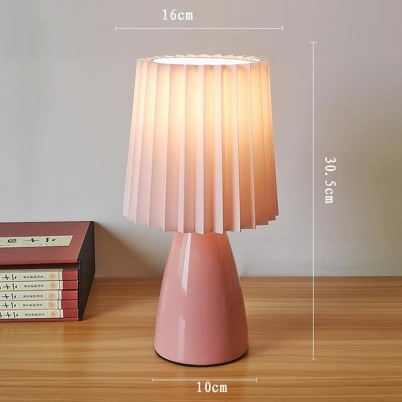 Milkshake Bedside Table Lamp E27 Warm Color LED Pleated Lamp Living Room Table Decorative Night Light Ceramic Indoor Lighting