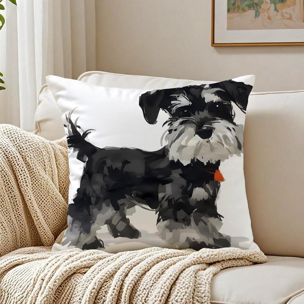 Miniature Schnauzer Pillow Cute Bearded Dog Cushion Cushion Cover Pillowcase Anti-Dustmite Living Room Sofa Decor Cushion Room