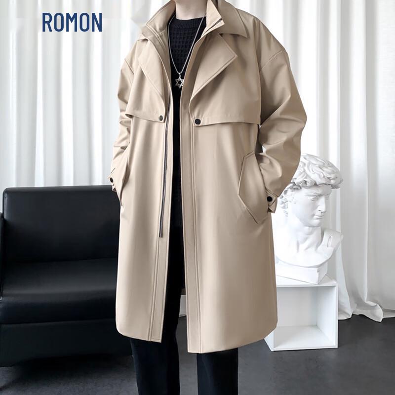 ROMON Мужской двубортный тренч средней длины L