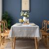 Cloth Dad Spot Imitation Cotton And Linen Solid Color Square Grid Rectangular Beige Fringed Tablecloth Oval Western Tablecloth