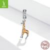 S925 Silver Ziyun Oil-Dripped Spotted Giraffe Pendant: Handmade Cute Animal Bracelet Bead