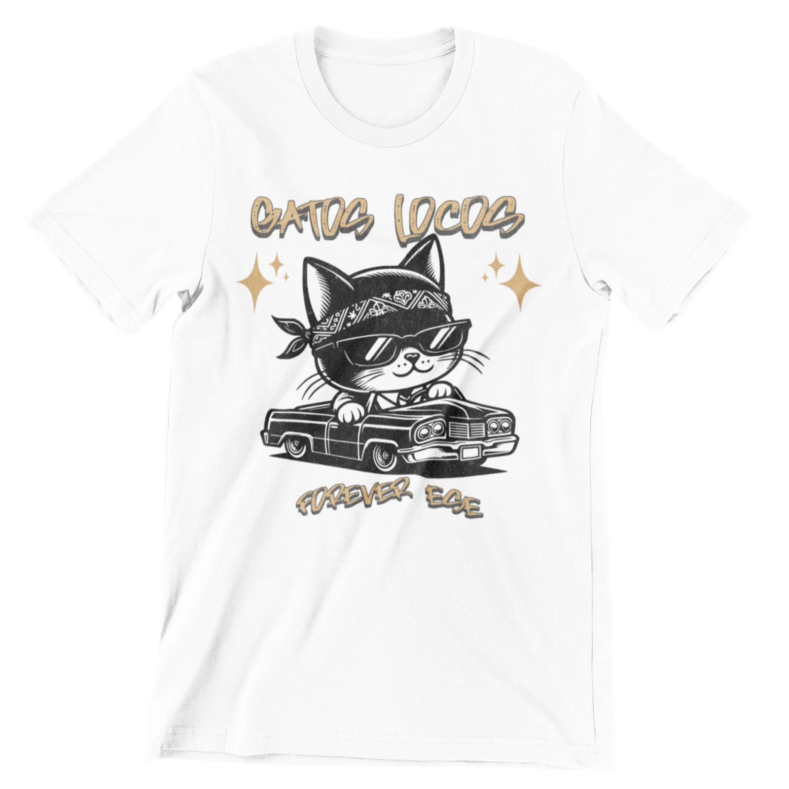 GATOS LOCOS T shirt FUNNY CAT FUNNY CATS FUNNY LOWRIDER VINTAGE LOWRIDER CAT CHOL S