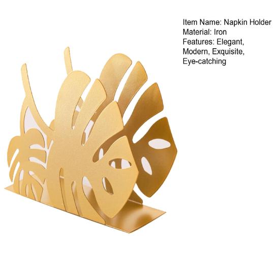 Monstera Metal Napkin Holder Tropical Monstera Leaf Freestanding Tissue Dispenser for Kitchen Countertop Dining Table