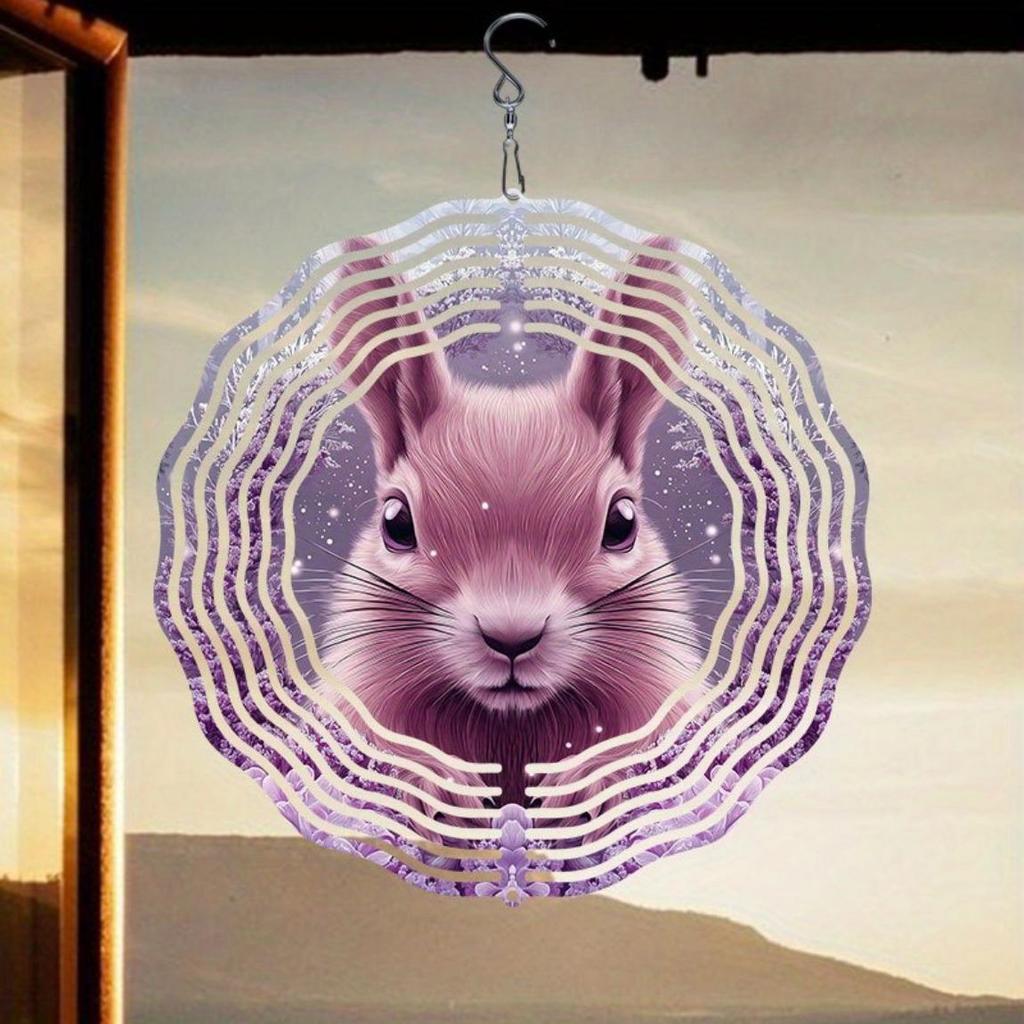 Rosa Hase Muster Windspiel Hängendes Windspiel für Garten Balkon Außendekoration Kunst