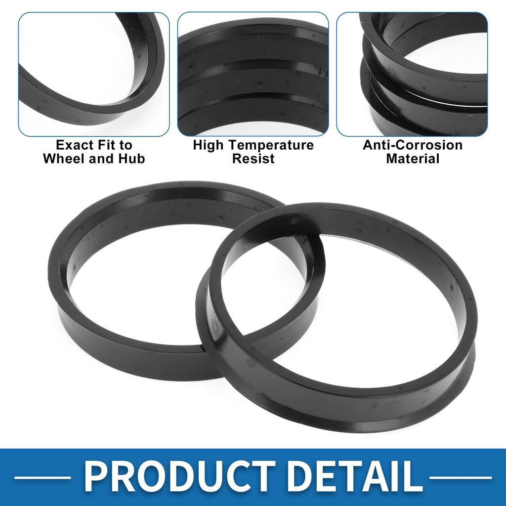 A ABSOPRO 59.1mm To 54.1mm Car Wheel Hub Centric Ring Black Polycarbonate Wheel Center Shaft Shock Absorption Hub Ring 4pcs