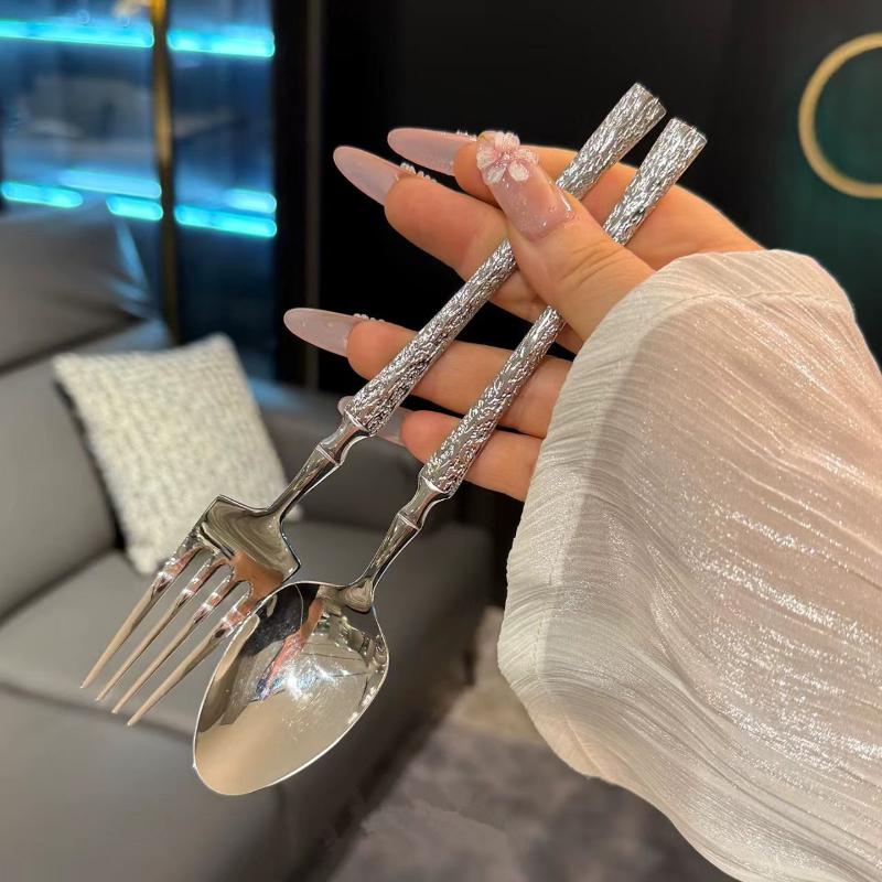 Tree Pattern Stainless Steel Knife, Fork And Spoon Western Tableware Fork And Spoon Suitable For Hotels And Western Restaurants