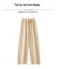 Women's 100% Pure Wool Wide Leg Knitted Pants - High Waist, Thickened, Casual, Long, Autumn/Winter Wear, Cashmere, Straight Leg.