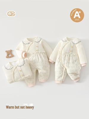 Autumn/Winter Baby Girl Cotton Jumpsuit - Thick, Warm Newborn Romper