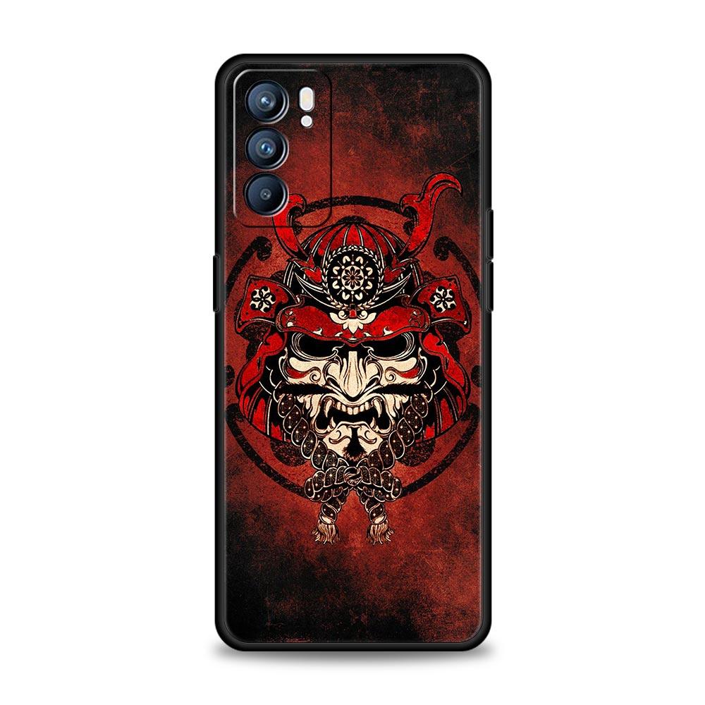 Japonské Bushido Samurajské puzdro pre Oppo Find X6 X5 A54 A53 A52 A9 2020 A15 A95 A17 A16 A76 A74 A57 Reno7 Reno6 Pro Plus 5G Kryt